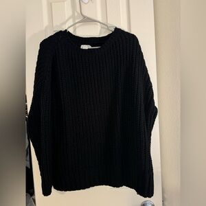 AE Oversized Waffle Chunky Black Sweater Size S
